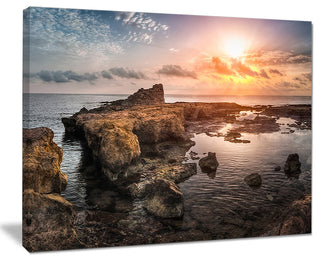 "Sunset Over Rocky African Coast" Oversized Beach Canvas Artwork, 40"x30"