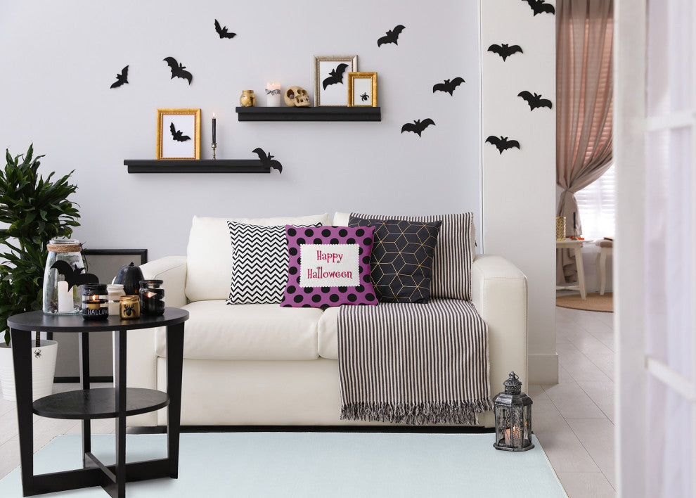 Happy Halloween Dots Accent Pillow, Orchid, 20"x20"