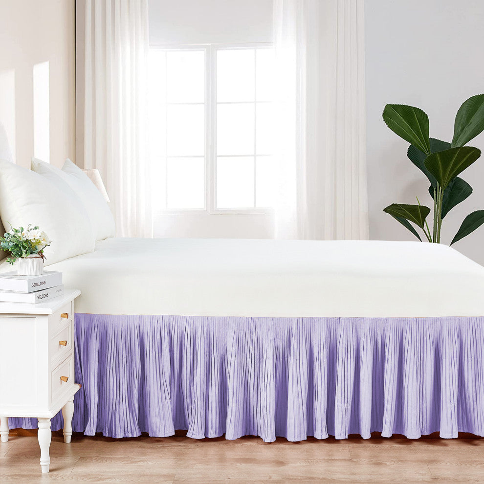 18" Pleated Bed Skirt, Lavender Fog, King