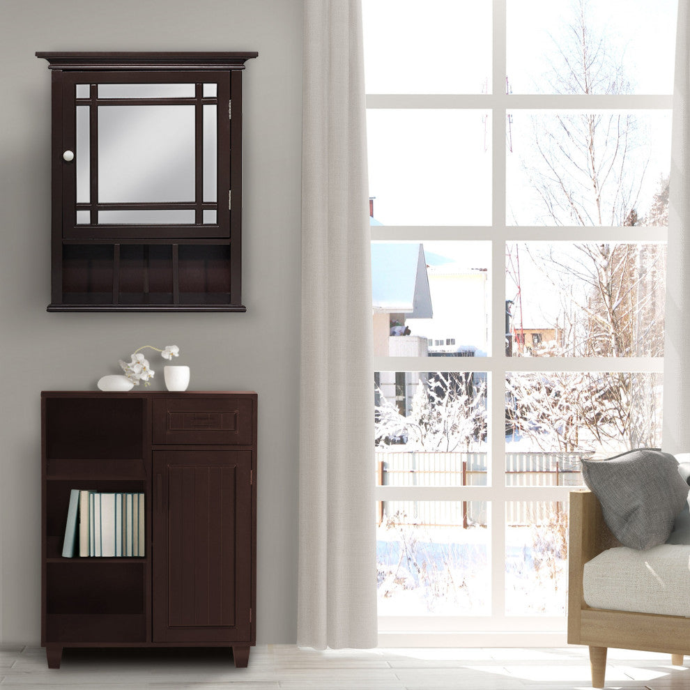 Wooden Medicine Cabinet with Mirrored Door