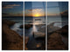 "Rocky Sydney Beach at Sunset" Metal Wall Art, 3 Panels, 36"x28"