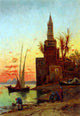 Hermann Solomon Corrodi Sunset on the Nile Wall Decal