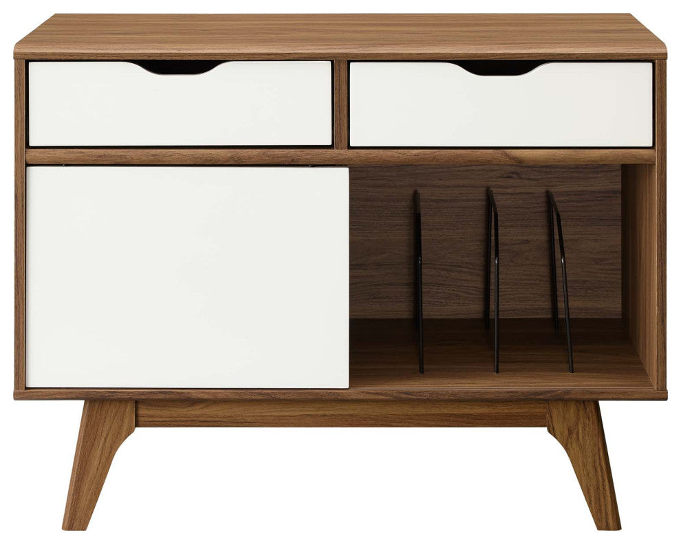 Sofa Side Table Display Stand, Wood, Brown Walnut White, Modern, Lounge