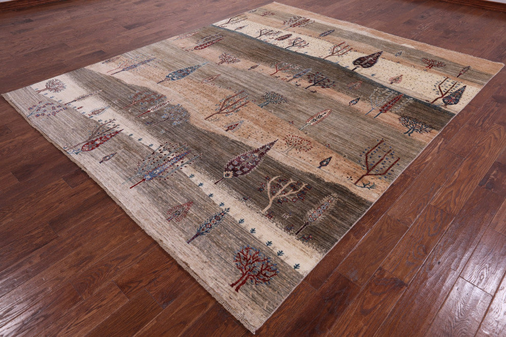 8' 2" X 9' 9" Hand Knotted Persian Gabbeh Tribal Wool Rug Q8105
