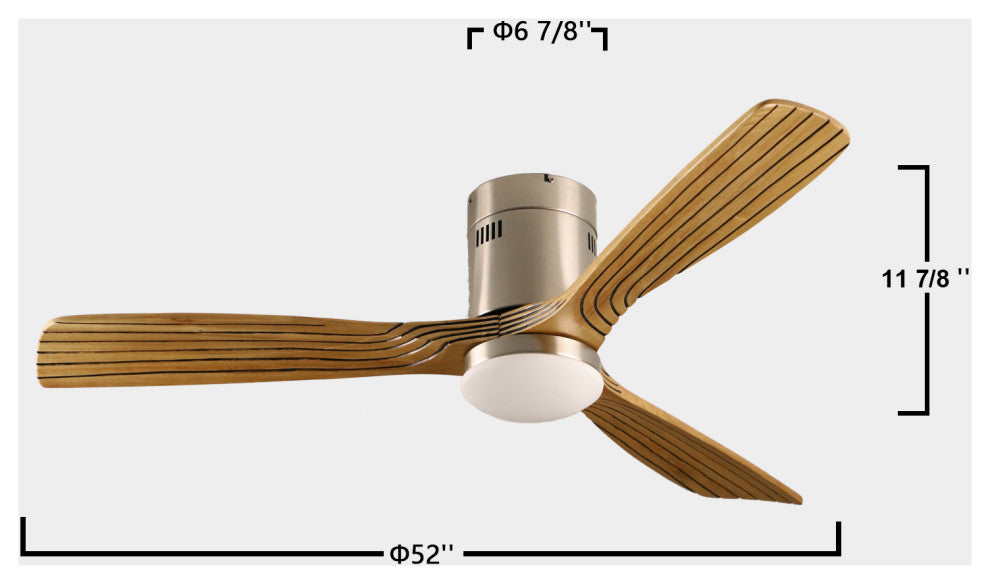52" 3-Blade LED Chandelier Ceiling Fan, Remote Control and Light Kit, Brown