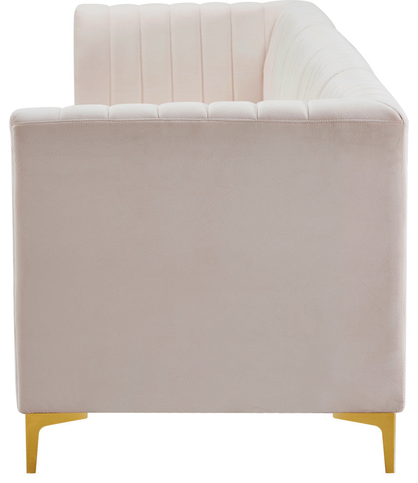 Alina Velvet Upholstered 4-Piece Modular Sectional, Pink