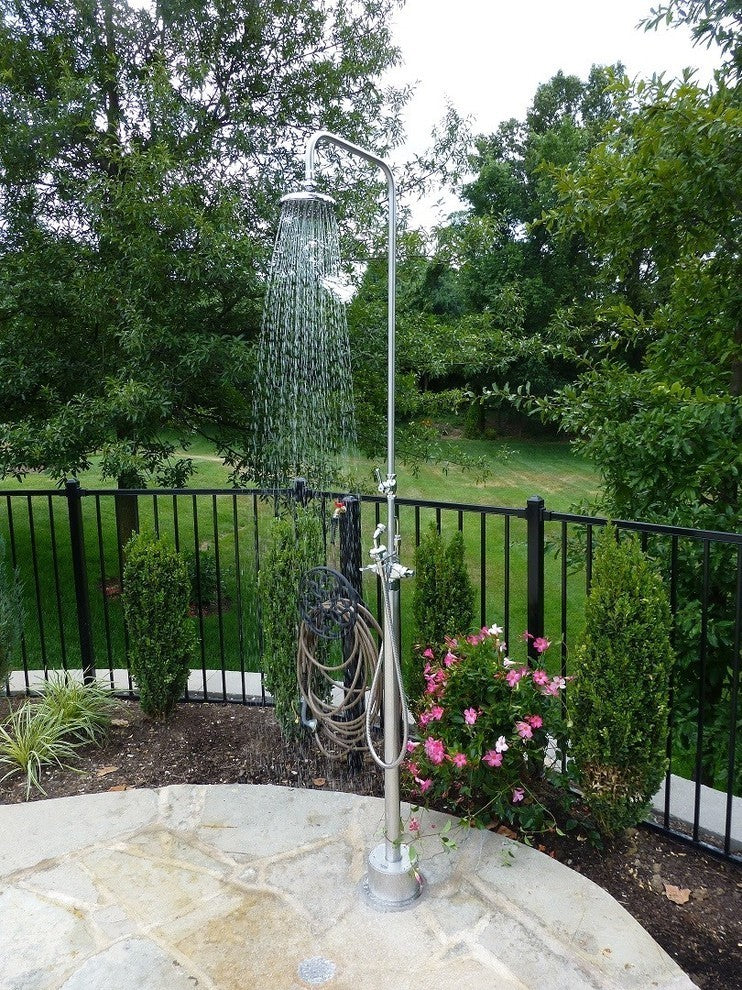 Free Standing Hot and Cold Shower with Hand Spray