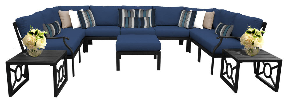 kathy ireland Madison Ave. 12 Piece Aluminum Patio Furniture Set 12g, Midnight