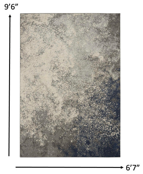 7' X 10' Gray And Ivory Abstract Power Loom Area Rug