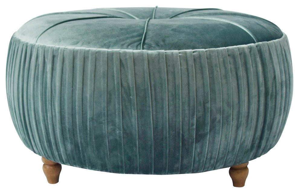 Helena Round Ottoman, Emerald, Standard