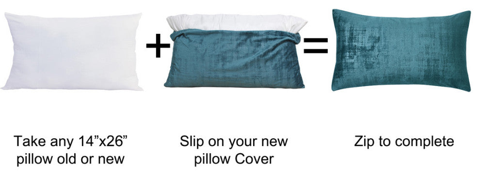 Velvet 2 Piece Lumbar Pillow Cover Set, Deep Teal, 2 Piece, 14"x26"