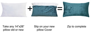 Velvet 2 Piece Lumbar Pillow Cover Set, Deep Teal, 2 Piece, 14"x26