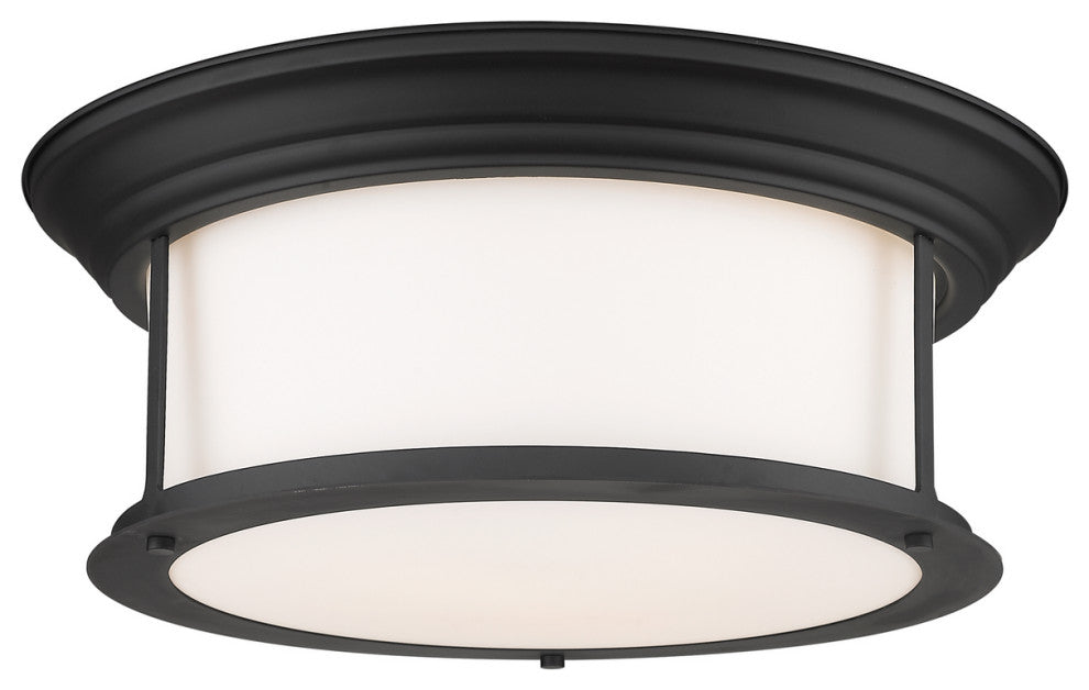 Sonna 3 Light Flush Mount in Matte Black with Matte Opal Glass Shade