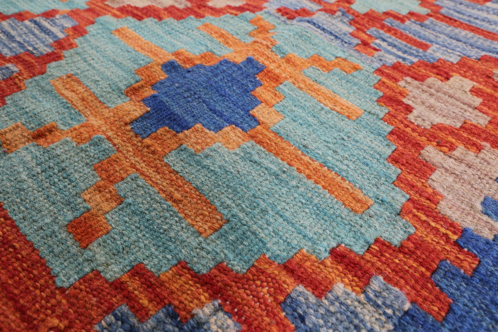 2' 8" X 16' 0" Runner Kilim Flat Weave Reversible Wool Rug - Q12558