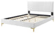 Platform Bed Frame, King Size, Velvet, White, Modern Contemporary, Bedroom