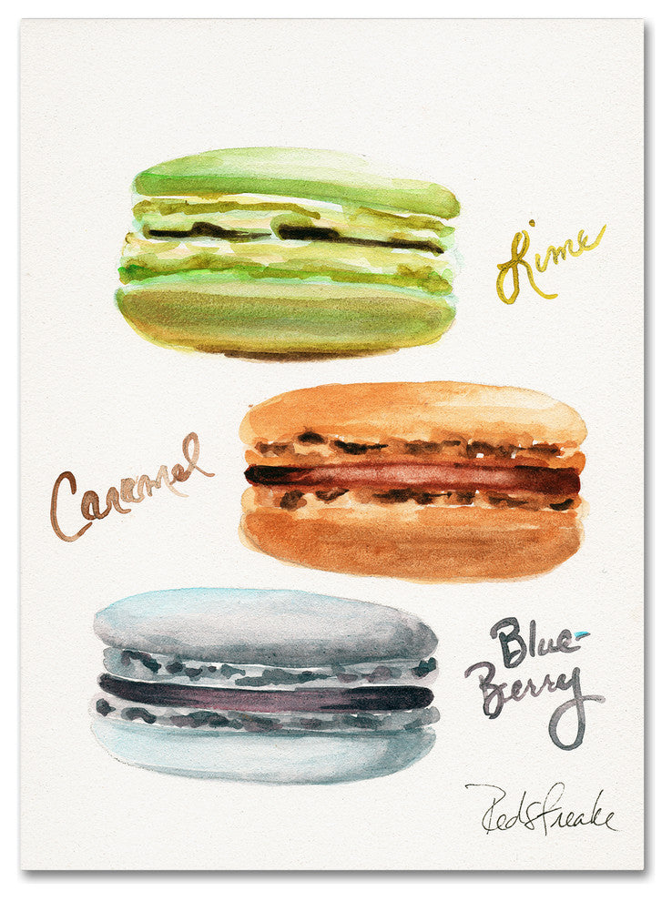 Jennifer Redstreake '3 Macarons with Words' Canvas Art, 18x24