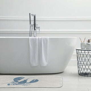 34" x 21" Lobster Bathmat, Dusty Smoke and White