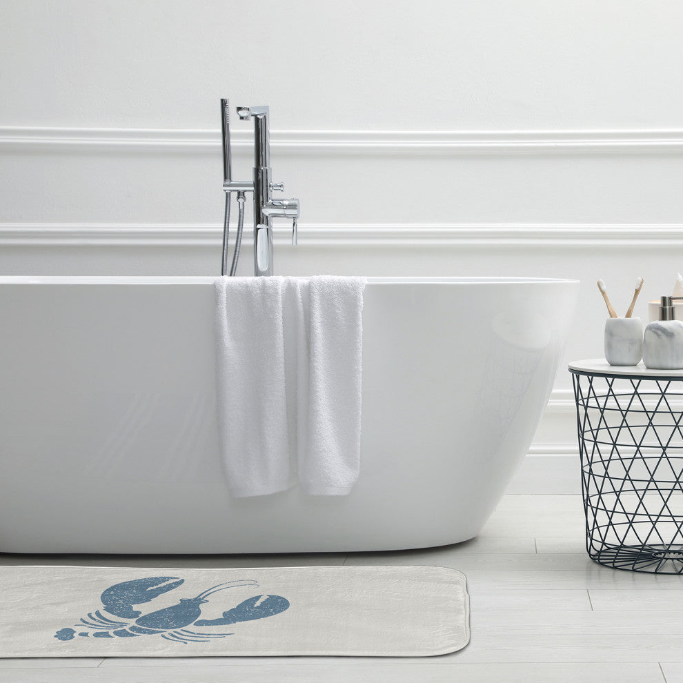 34" x 21" Lobster Bathmat, Dusty Smoke and White