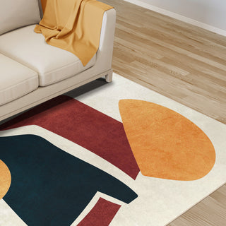 Earth Tone Geometric Art Area Rug, 5'x7.5'