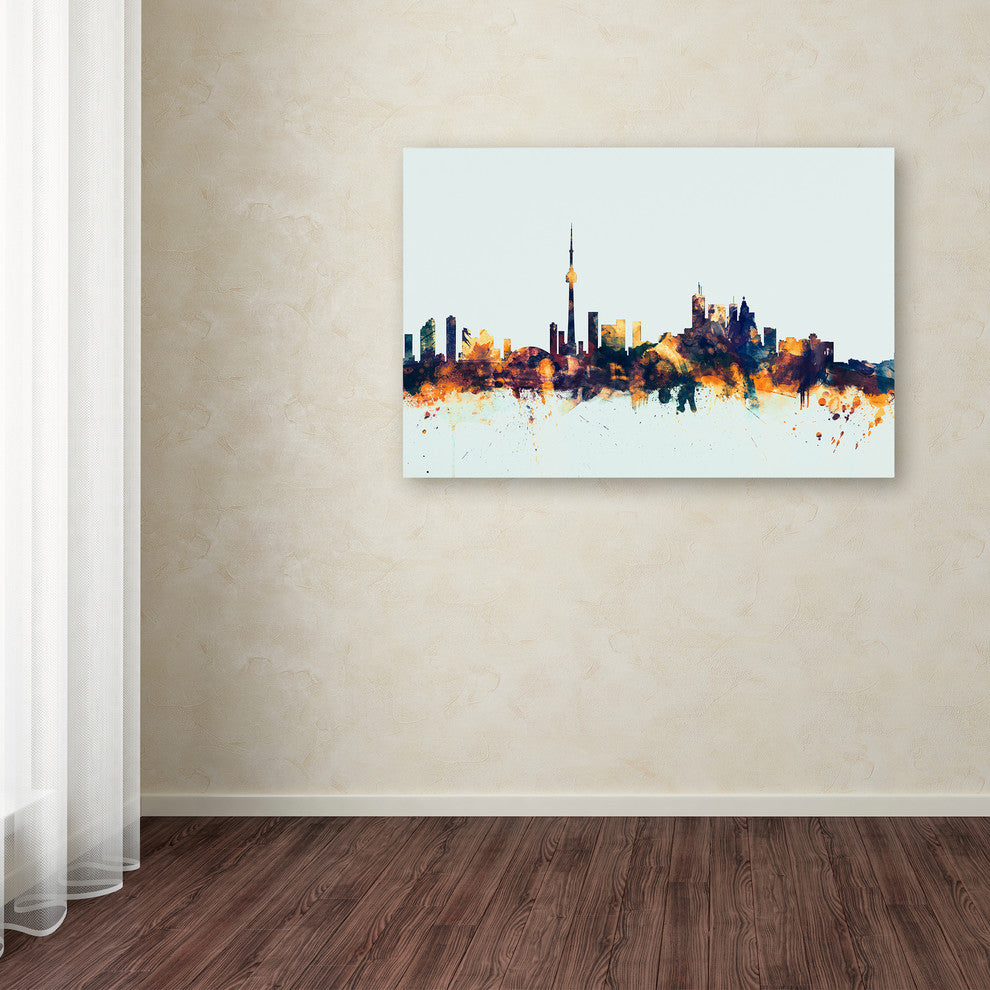 Michael Tompsett 'Toronto Canada Skyline Blue' Canvas Art, 12x19