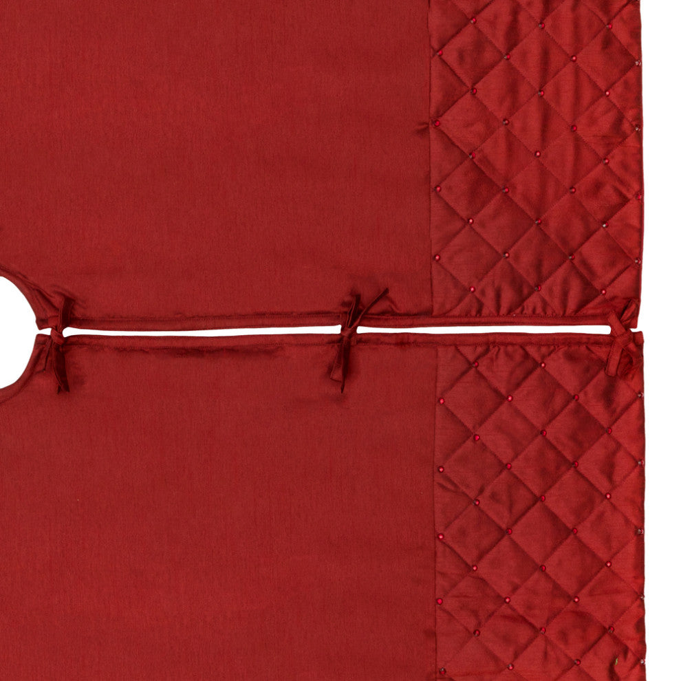 Vickerman Qtx190152 52" Burgundy Quilt Stitch Jewel Christmas Tree Skirt