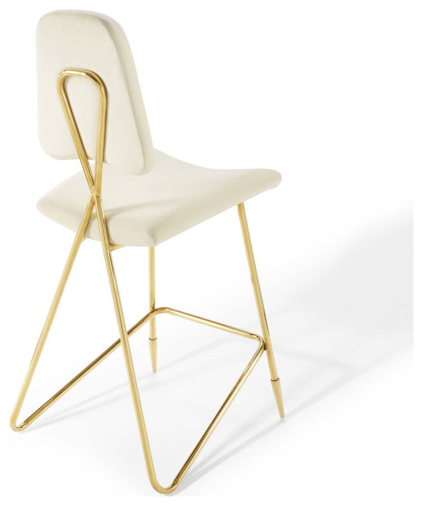 Ponder Bar Stool Performance Velvet Set of 2, Ivory