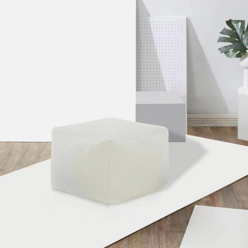 Safavieh Couture Samuels Boucle Pouf, White