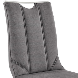Armen Living Pacific 20" Fabric Dining Armless Chair in Gray/Steel (Set of 2)