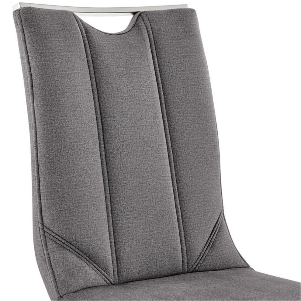 Armen Living Pacific 20" Fabric Dining Armless Chair in Gray/Steel (Set of 2)