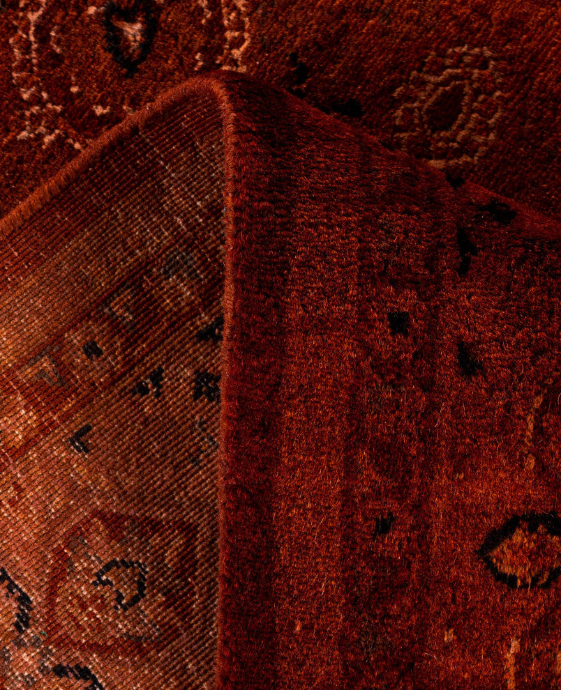 Overdyed One-of-a-Kind Hand-Knotted Area Rug Orange, 4' 7" x 7' 1"