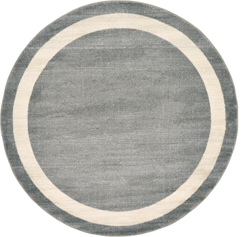 Unique Loom Gray Del Mar Maria 6' 0 x 6' 0 Round Rug
