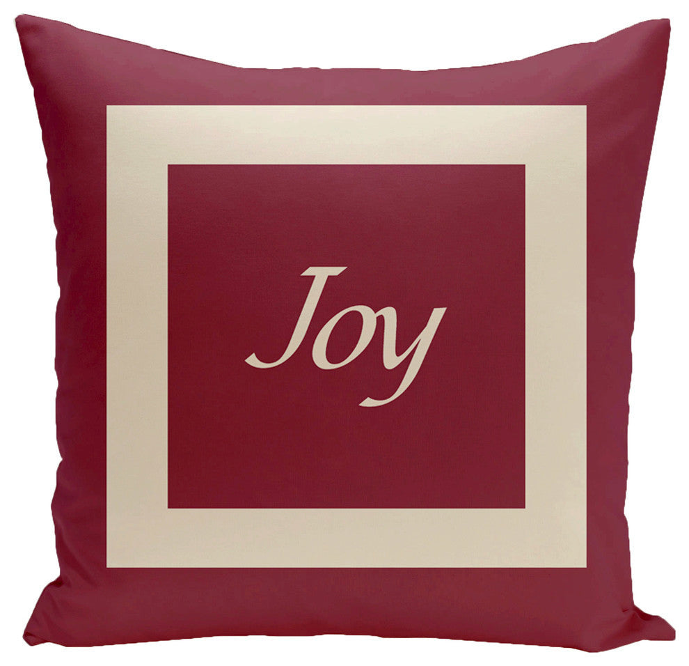 Holiday Brights Collection Joy Pillow, Cranberry, 18"x18"