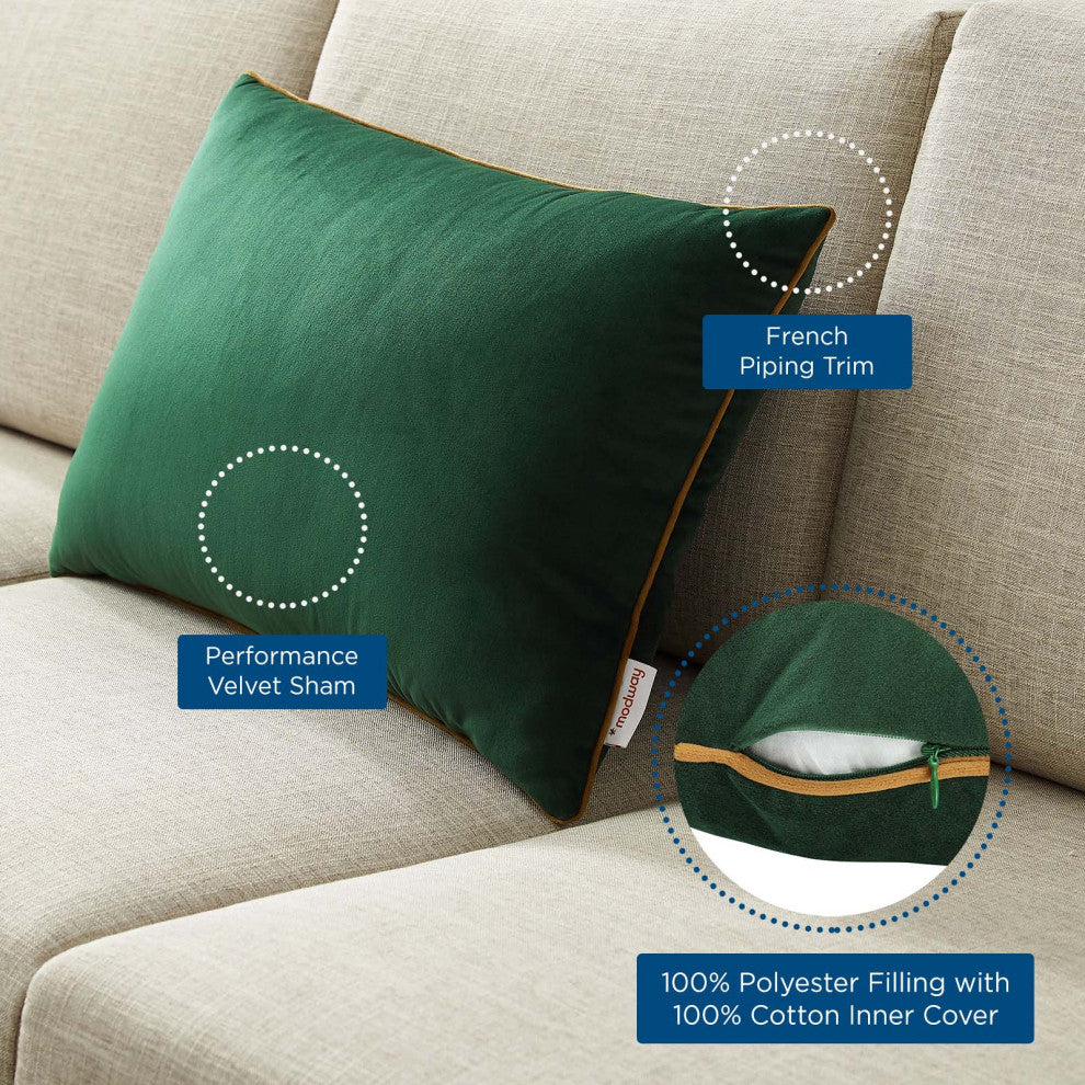 Accent Throw Pillow, Velvet, Green Brown, Modern, Living Lounge Hospitality