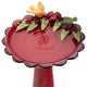 28" Tall Outdoor Metal Birdbath with Birds and Leaves Yard Statue, Red
