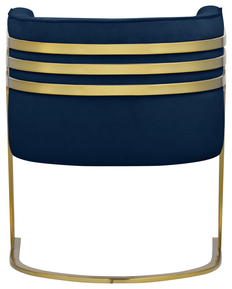 Rays Velvet Upholstered Accent Chair, Navy