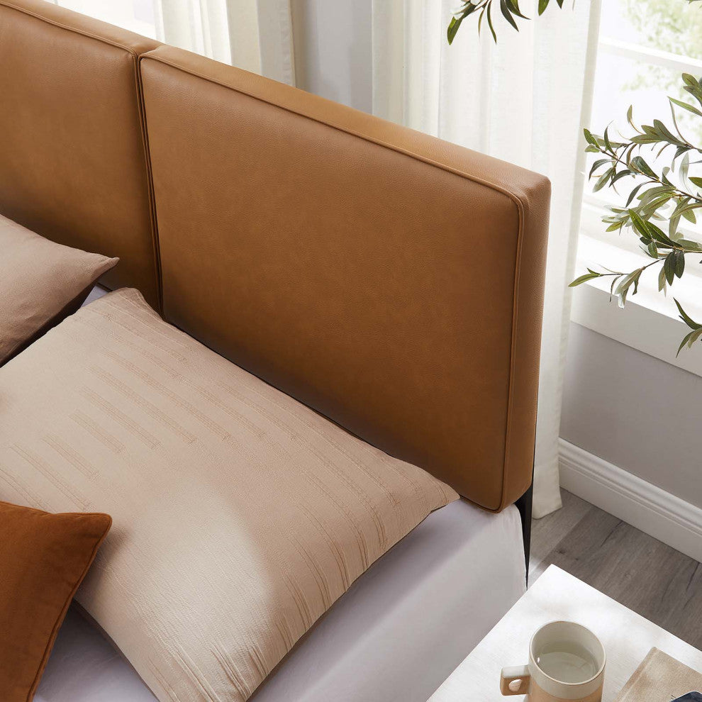 Lindee Vegan Leather King Headboard, Tan