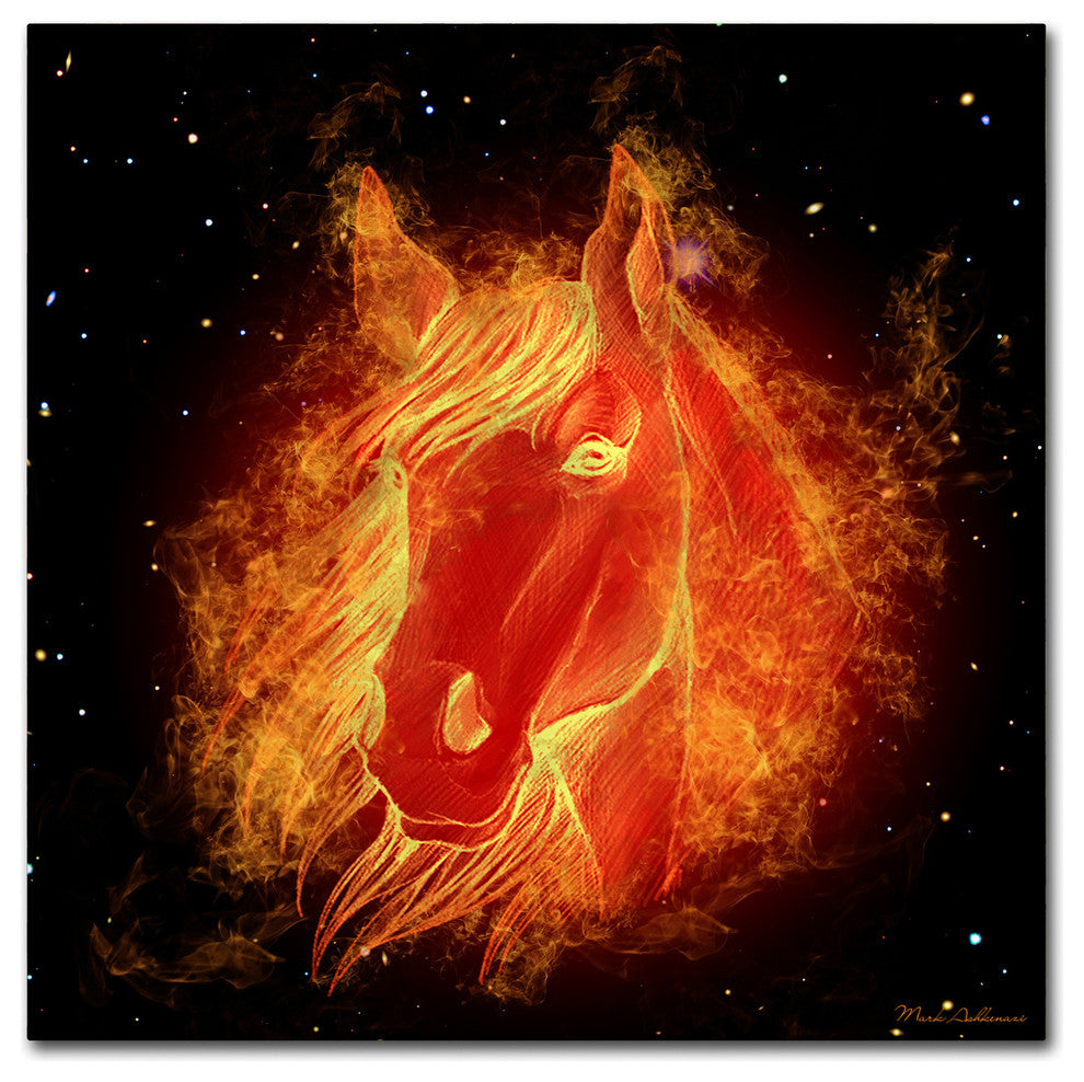 Mark Ashkenazi 'Horse On Fire' Canvas Art, 24"x24"