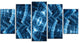 Blue Protective Metal Grids, Contemporary Canvas Art Print, 60"x32", 5 Panels