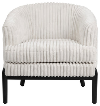 White Plush Upholstered Accent Chair