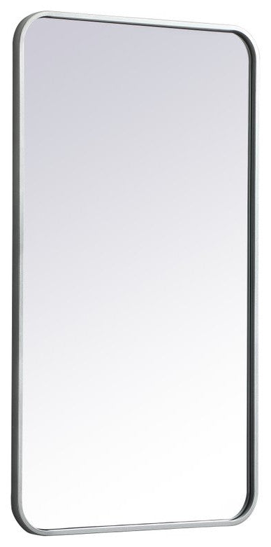 Ellis Soft Corner Metal Rectangular Mirror, Silver, 20"x36"