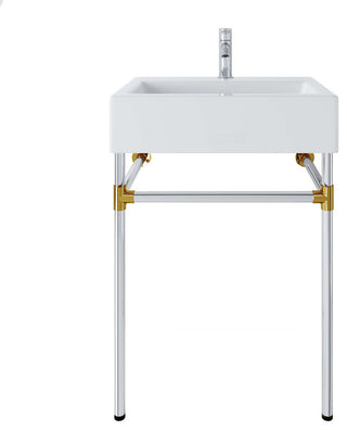 Redeem 24" Silver Stainless Steel Wall-Mount Bathroom Vanity, Silver White