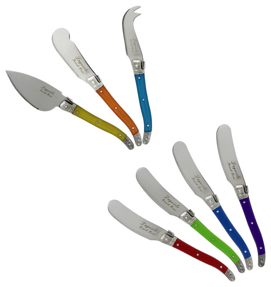 7 Piece Laguiole Jewel Colors Cheese Knife And Spreader Set