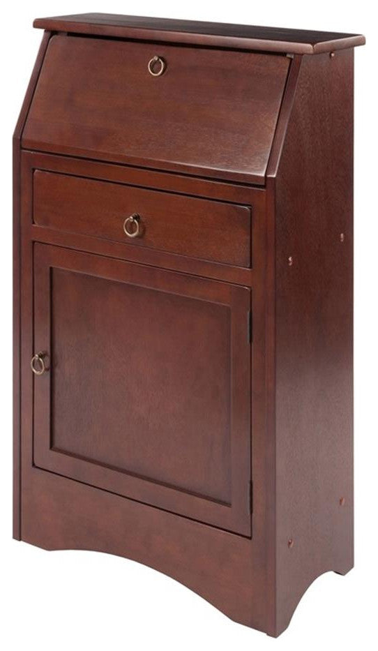 Winsome Regalia Transitional Solid Wood Secretary Desk in Antique Walnut