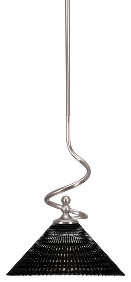 Capri Stem Mini Pendant In Brushed Nickel Finish With 12" Black Matrix Glass