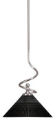 Capri Stem Mini Pendant In Brushed Nickel Finish With 12" Black Matrix Glass