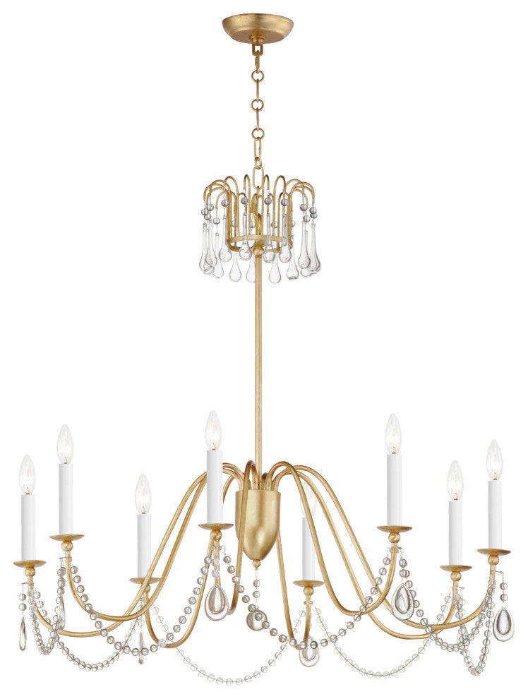 Maxim 12168CRY Plumette 8 Light 36"W Crystal Candle Style - Gold Leaf