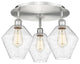 Cindyrella-3 Light 20" Flush Mount-Satin Nickel, Seedy Glass Shade