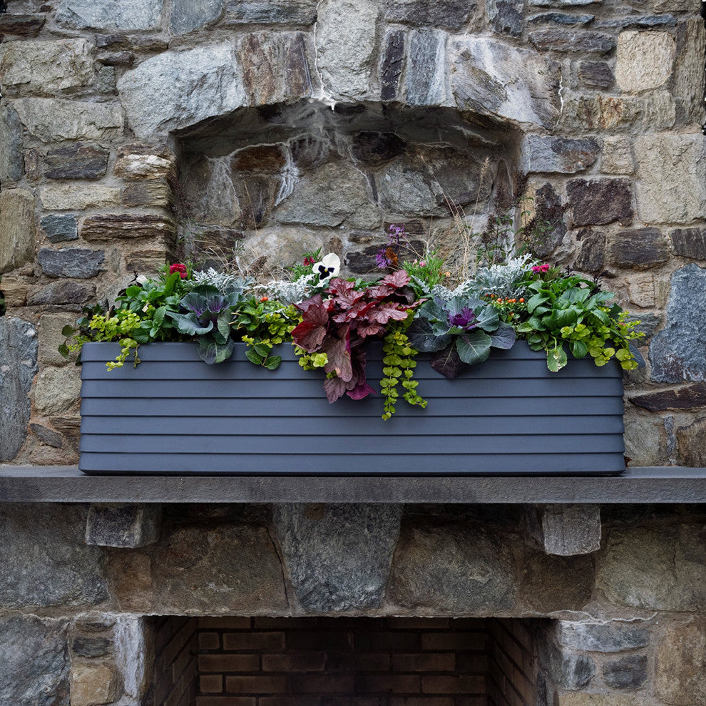 TruDrop Slat Large Self Watering Windowbox, 47"x13"x12"H, Olive