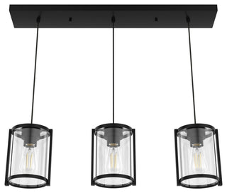 Hunter Astwood Matte Black 3-Light Linear Cluster Ceiling Fixture