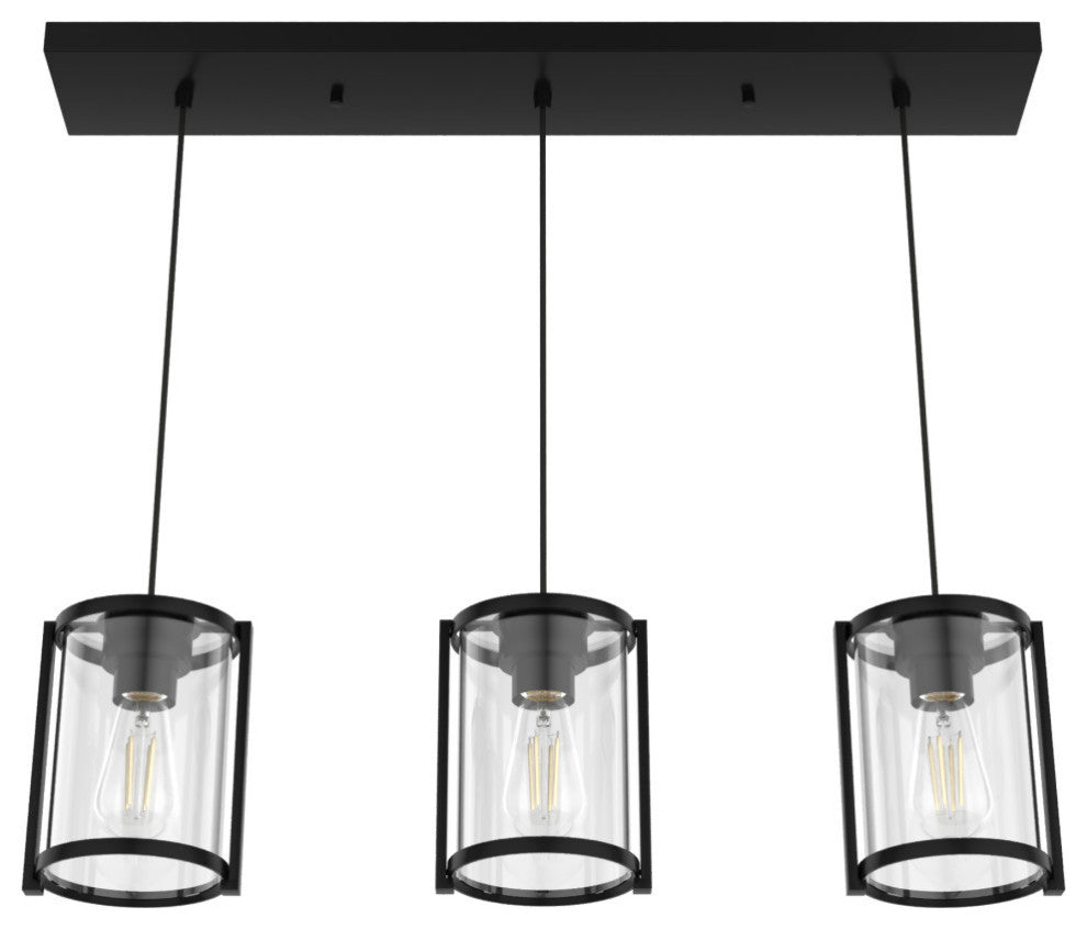 Hunter Astwood Matte Black 3-Light Linear Cluster Ceiling Fixture